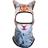Mikovivi 3D Cat Ski Balaclava Sheisty Face Mask with Ears, Funny Animal Face Riding Hood Mask Balaclava Parties Music Festiva
