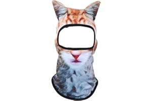 Mikovivi 3D Cat Ski Balaclava Sheisty Face Mask with Ears, Funny Animal Face Riding Hood Mask Balaclava Parties Music Festiva
