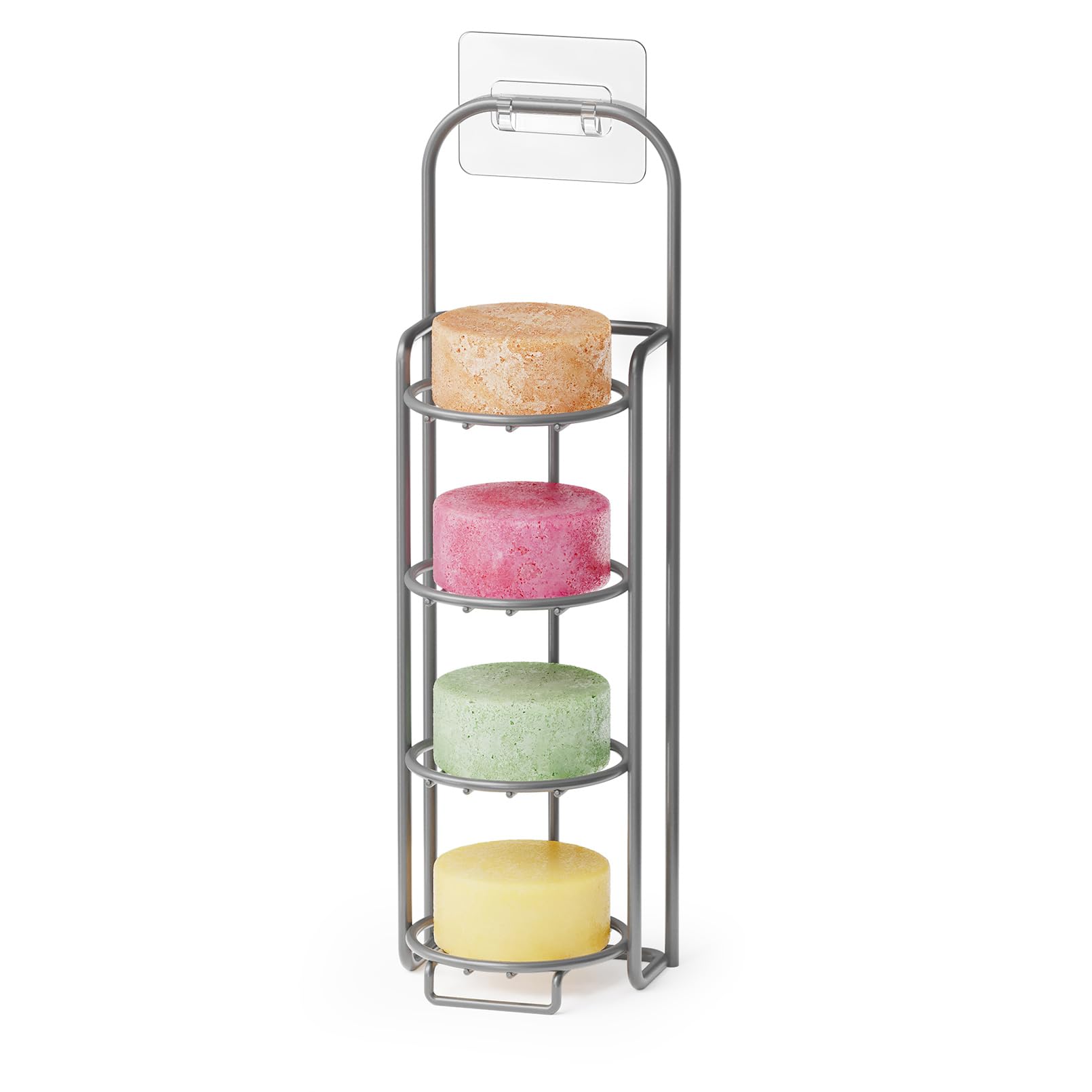 SpaceAid 4 Tier Shampoo Bar Holder for Shower and Kitchen Sink, Self Draining Soap Caddy for Bathroom Wall, Stainless Steel Bar Soap Dish Rack (Gray)