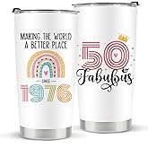kdxpbpz 50th Birthday Gifts for Women Her, 1976 50th Birthday Decorations for Woman, 50 Year Old Birthday Gift Ideas, 20 oz Stainless Steel Vacuum Insulated Tumblers