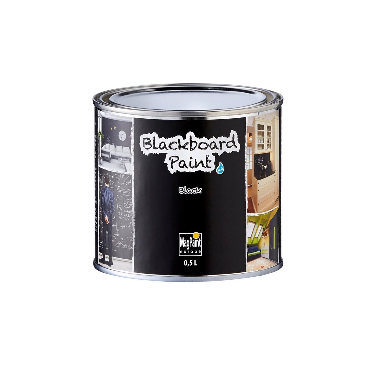 MagPaint Blackboard Paint for Walls, Bedroom, Office, Kitchen, Playroom, Classroom, DIY and Renovation - 0.5 litre - 5sqm Coverage - Black