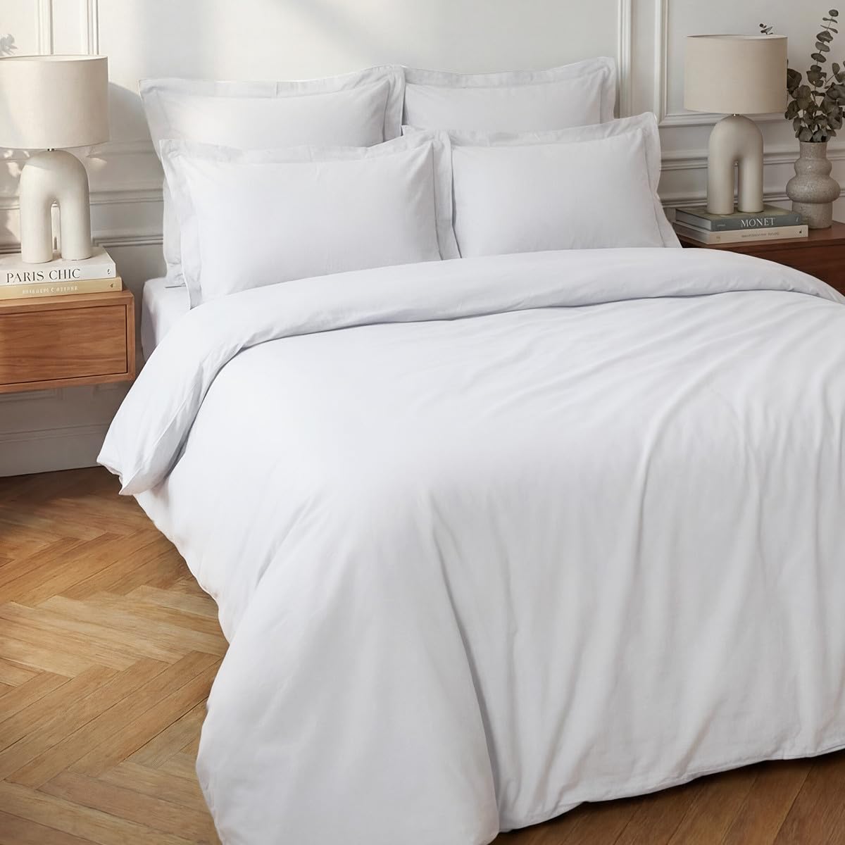 Home Cassiopee hcu80pe-bla 80 Count Percale Duvet Cover 260 x 240 cm White