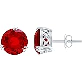Certified 4.5 Carat Lab Grown Ruby Stud Earrings in Silver, Aaaa Quality, Ruby Solitaire Earrings - Ready To Gift