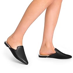 DREAM PAIRS Women's Flat Mules Pointed Toe Backless