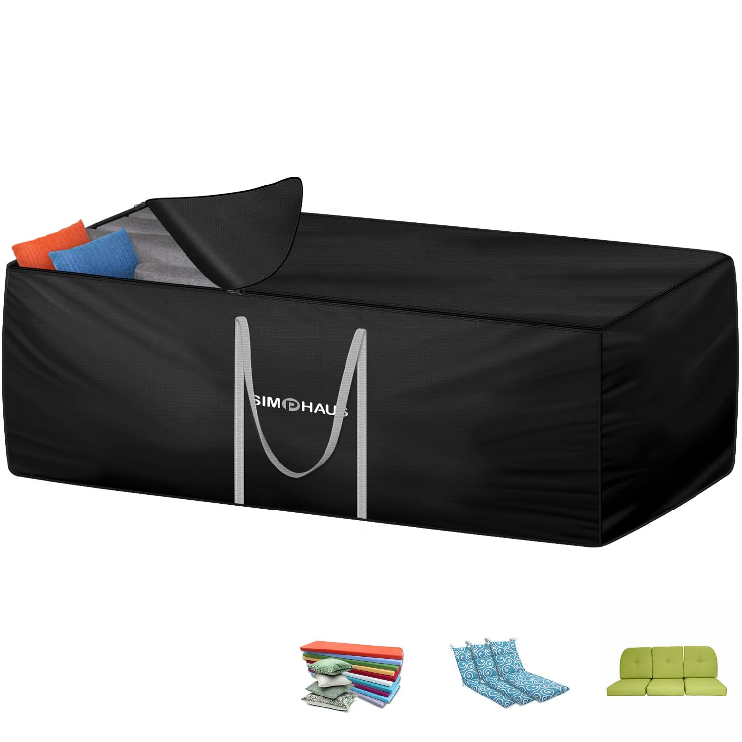 SIMPHAUS Garden Cushion Storage Bag Dustproof,420D Oxford Fabric Large Outdoor Cushion Storage Bags for Garden Cushions,Christmas Tree,Sun Lounger Cushions,Moving Home with Handle 200x80x60cm