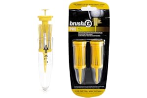 BRUSH-T Premium Plastic Golf Tees, Yellow XLT 2-Pack, Size 3 1/8", Unbreakable Innovative Design, Consistent Height, Perfect Golf Gift for Men and Women. Golfing Tees, Works With Any Golf Ball