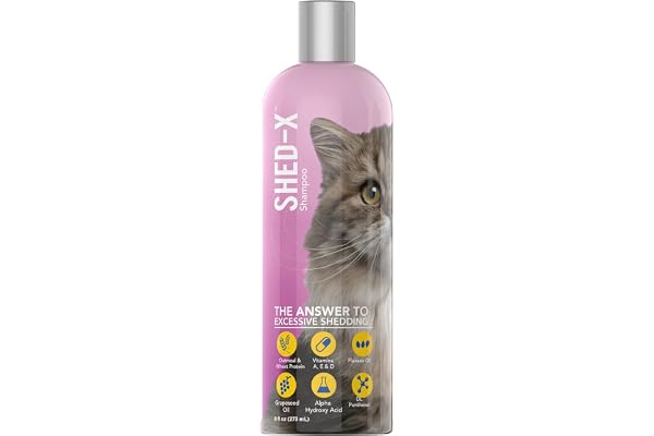 Shed-X Shed Control Shampoo for Cats, 8 oz – Reduce Shedding – Shedding Shampoo Infuses Skin and Coat with Vitamins and Antio