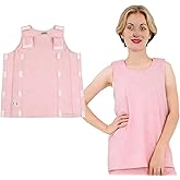 AUSTYLCO Post Shoulder Surgery Shirts for Women Tear Away Snap Easy to Put on and Take Off Mastectomy Chemo Port Access Tank Tops(Short Style,Pink M)