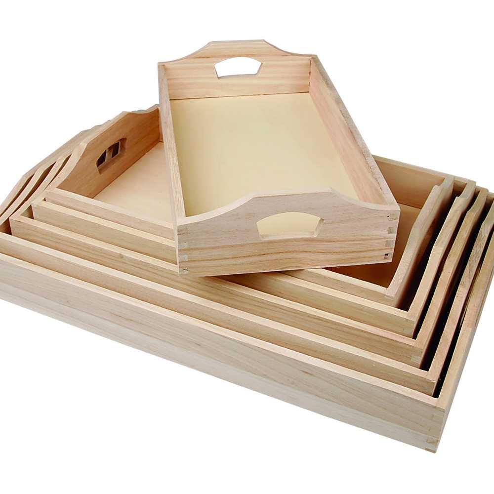Creativ Wooden Trays, Set of 6
