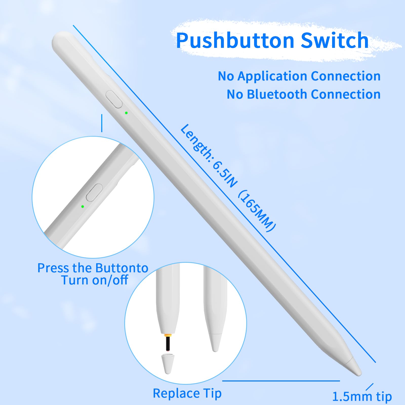 Stylus Pens for Touch Screens, Universal Fine Point iPad Pencil with Magnetic Adsorption Compatible with iPhone/iPad/Samsung/Android/Tablet & Other Touch Screens (White)