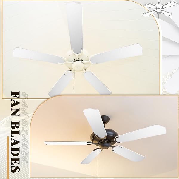 LINESHADING 10PCS REPLACEMENT FAN BLADES FOR 42 52 CEILING FAN WATERPROOF WEATHERPROOF BLADES REPLACEMENT FOR BROKEN SUBSTITUTION REPLACING INDOOR OUTDOOR SUMMER(WHITE,52 INCH)