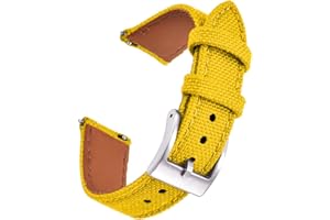 PTFULUOS Premium Soft Hybrid (Leather and Sailcloth) Watch Bands for Men Women,18mm 20mm 22mm Multiple Sizes Quick Release Replacement Watch Straps