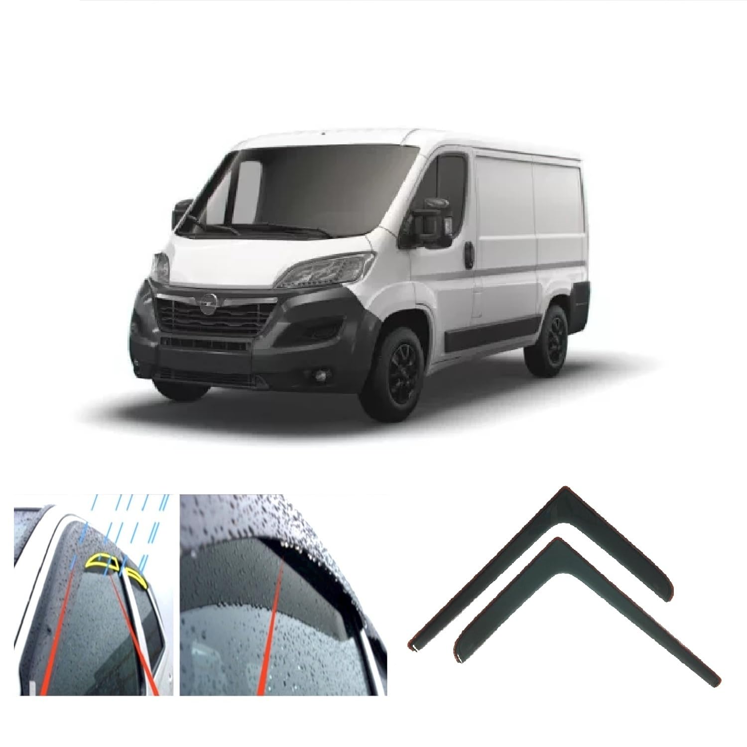 2x Wind Deflectors for FIAT Ducato for PEUGEOT Boxer for Citroen Relay/Jumper 2006 2007 2008 2009 2010 2011 2012 2013 2014 2015 2016 2017 2018 2019 2020 2021 2022 2023 2024 2025 for Vauxhall Movano