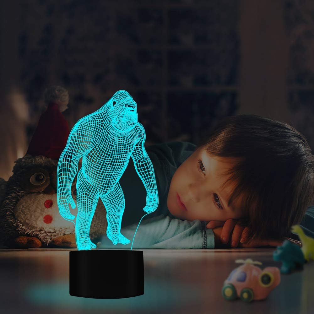 FULLOSUN 3D Night Light Monkey Gorilla LED Night Light Baby Nursery Monkey Lamp for Nursery Home Decor Christmas Birthday Gifts - Image 5