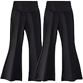 Toptim High Waist Flared Everyday Pants, Black Stretch Leggings, Athletic Bell Bottom Pants