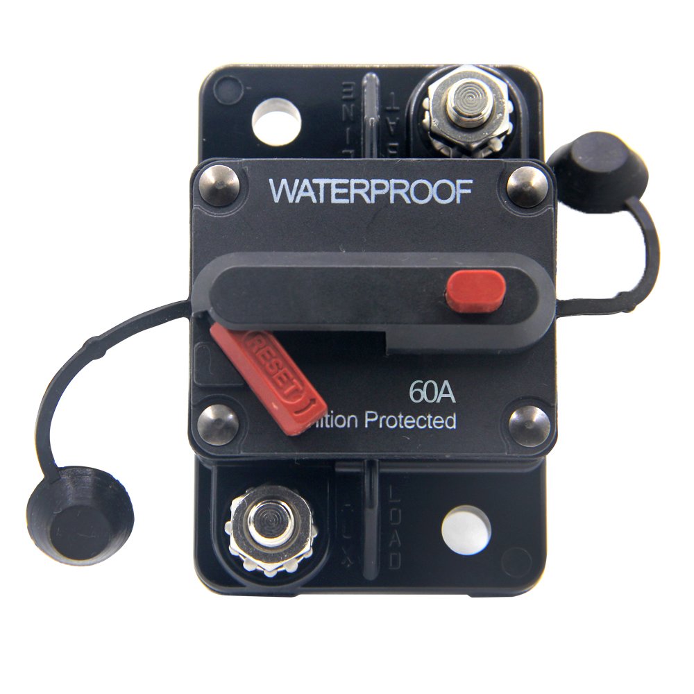 RKURCK 12V48V DC 120 Amps Waterproof Circuit Breaker with Manual Reset for Marine Trolling