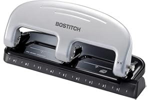Bostitch Office EZ Squeeze 3-Hole Punch, 20 Sheet Capacity, Reduced Effort, No Jam Technology, Silver