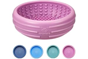 Dog Lick Bowl, Animire Freeze Lick Mat for Dogs, Non-Slip Slow Feeder Licking Bowl Enrichment Treat for Distraction Anxiety Relief, Food Grade Silicone, Dishwasher Safe(Pastel Purple,S)