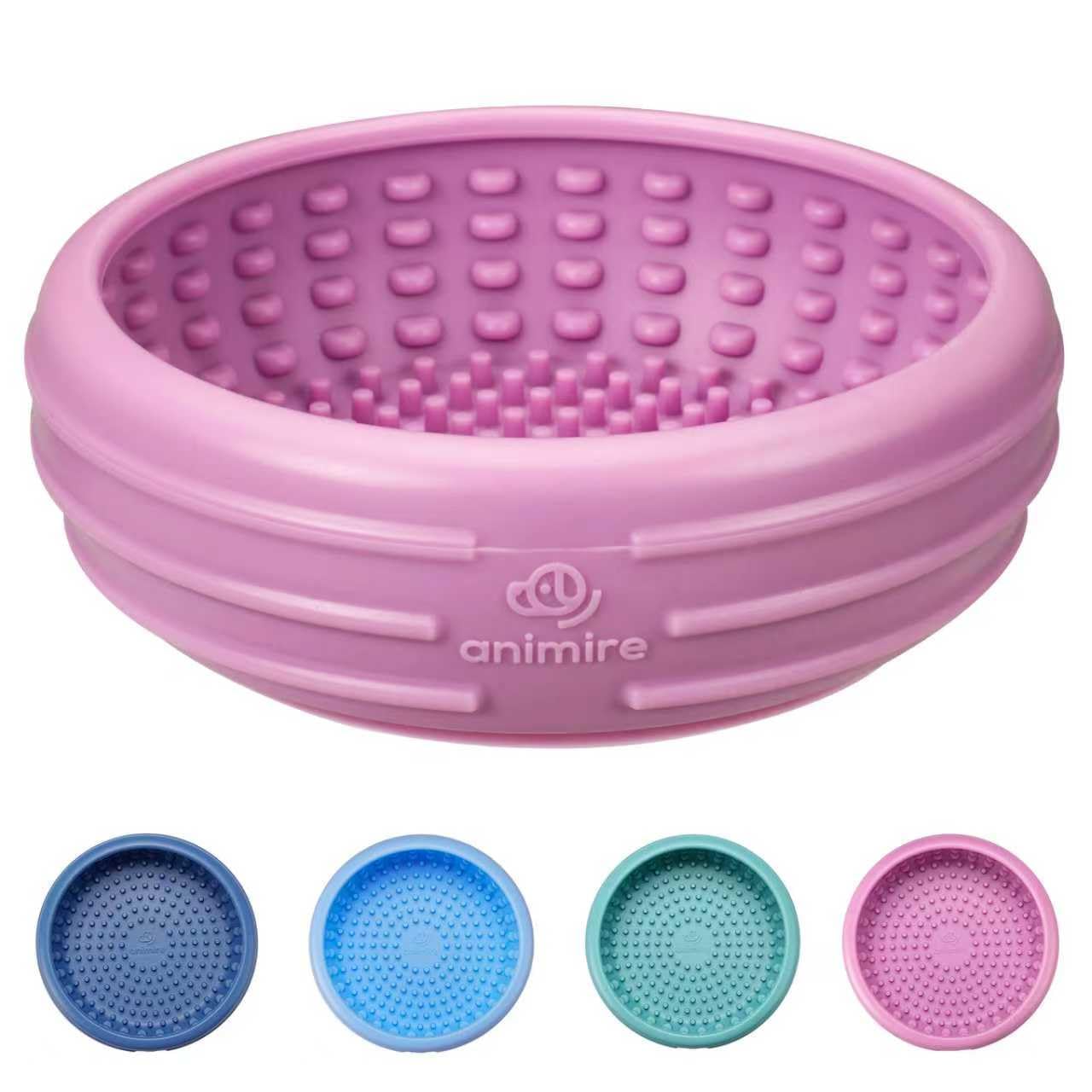 Photo 1 of 1pc.   Dog Lick Bowl, Animire Freeze Lick Mat for Dogs, Non-Slip Slow Feeder Licking Bowl Enrichment Treat for Distraction Anxiety Relief, Food Grade Silicone, Dishwasher Safe(Pastel Purple,S)