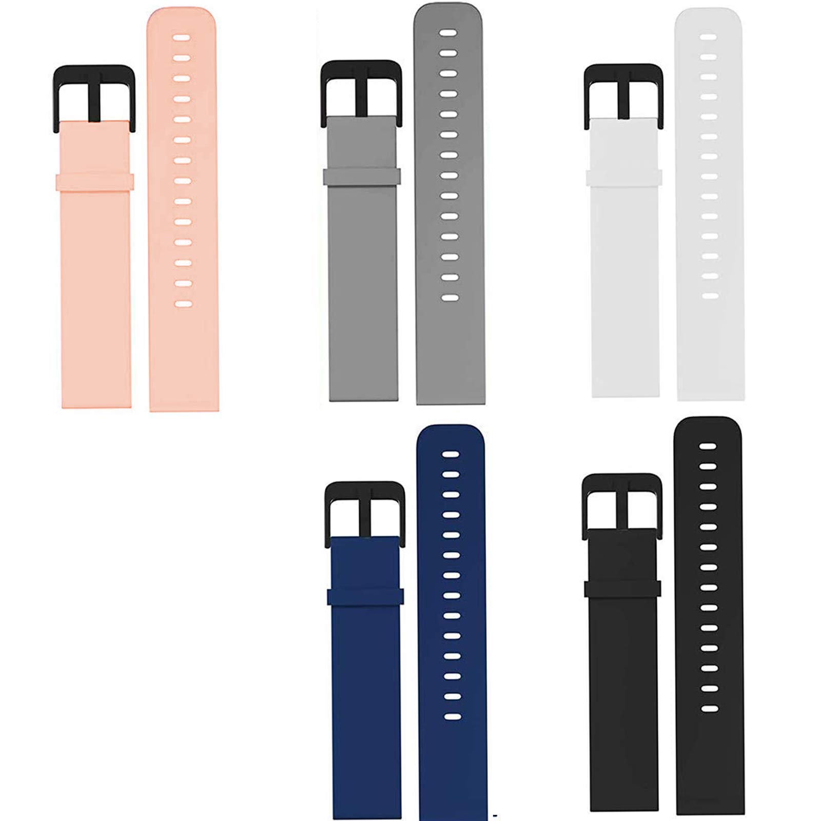 Compatible for Sekonda Flex Smart Watch 42mm Bands,Blueshaweu Quick Release Watch Soft Silicone Sport Band Compatible with Sekonda Flex Women/Flex Plus/Motion 36mm/Motion Plus 38mm Smartwatch (5 pack)