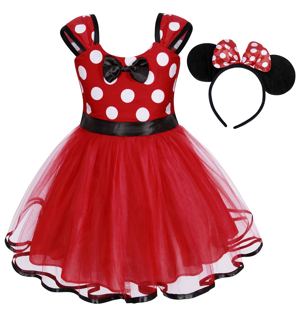 WonderBabe Princess Costume Girls Polka Dots Fancy Dress Up Costume Birthday Party Tulle Dresses with Headband