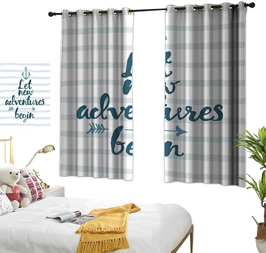 Amazon Com Navy Blue Curtains Adventure Nautical Stripes Anchor
