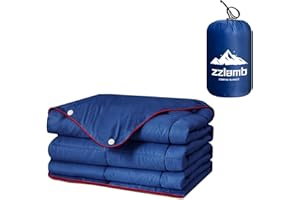 zzlamb Royal Blue Water-Repellent Down Alternative Camping Blanket for Adults, Compact Lightweight Soft Puffy Blanket, Warm Quilt Couch Car Travel RV Picnic Hiking Backpacking Beach, 52''x75''