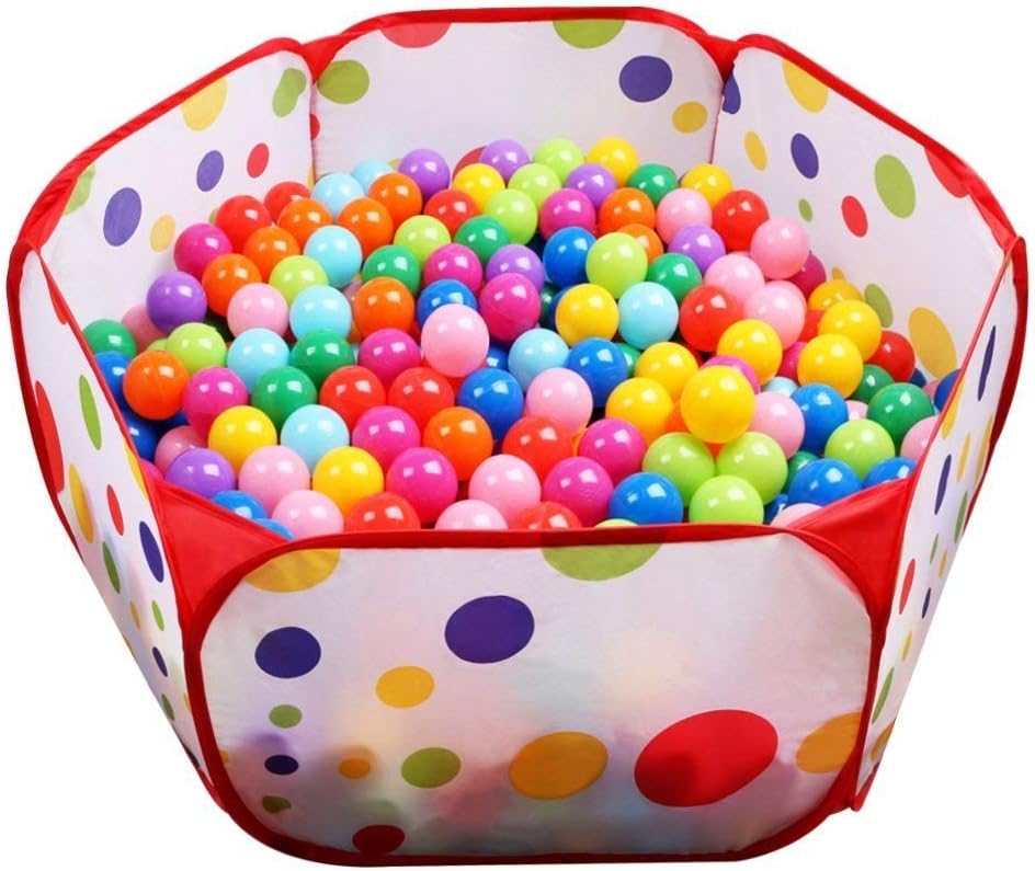 Evmho Kids Ball Pool, Hexagon Polka Dot Ball Pit House Easy Folding Play House Indoor and Outdoor Tent Playing House for Baby and Kids