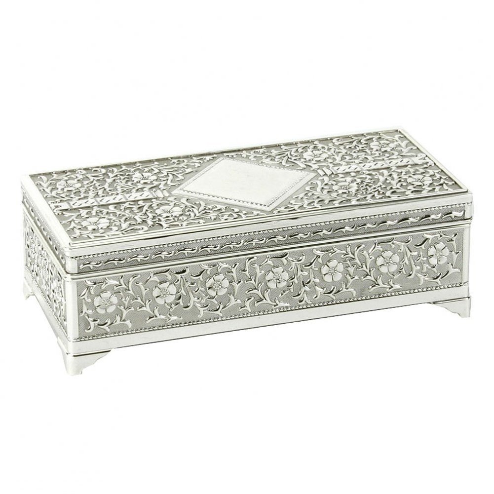 Sophia JTB100 Silver Plated Trinket Box in Antique Style With Feet
