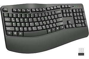 EDJO Wireless Ergonomic Keyboard with Wrist Rest, Wavy Keys for Large Hands, 2.4GHz Wireless USB Keyboard, Comfortable Wirele
