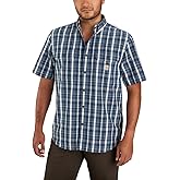 Carhartt Men's 105702 Loose Fit Midweight Short-Sleeve Plaid Shirt