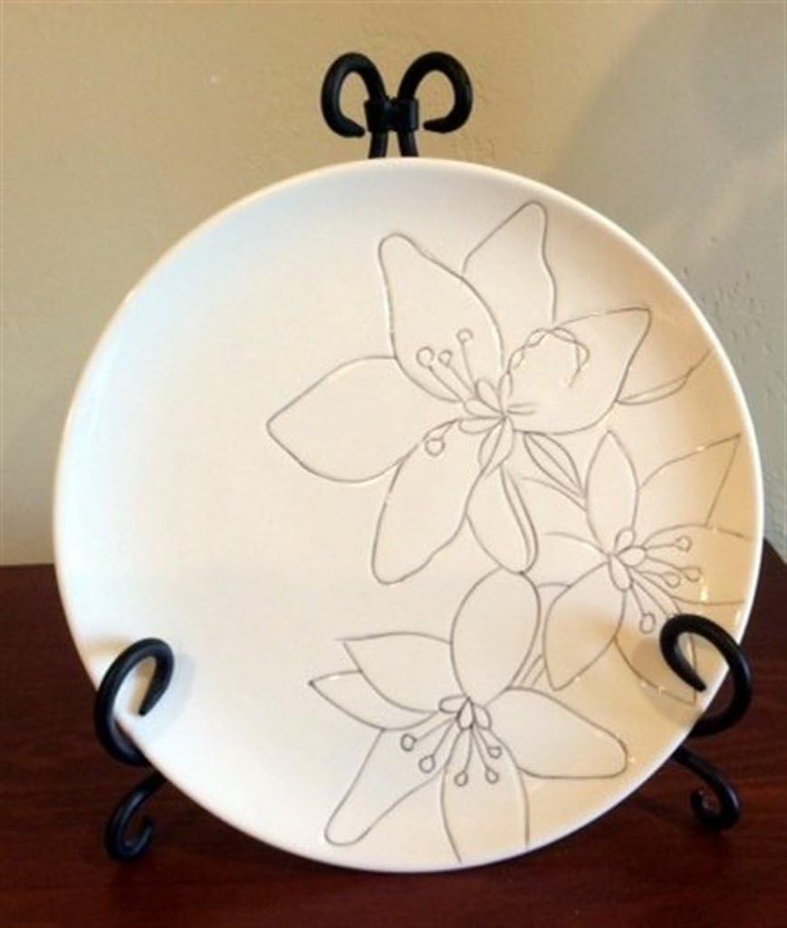 Laurie Gates Anna Set of 4 Coupe Salad Plates, White & Gray (8.25-in)