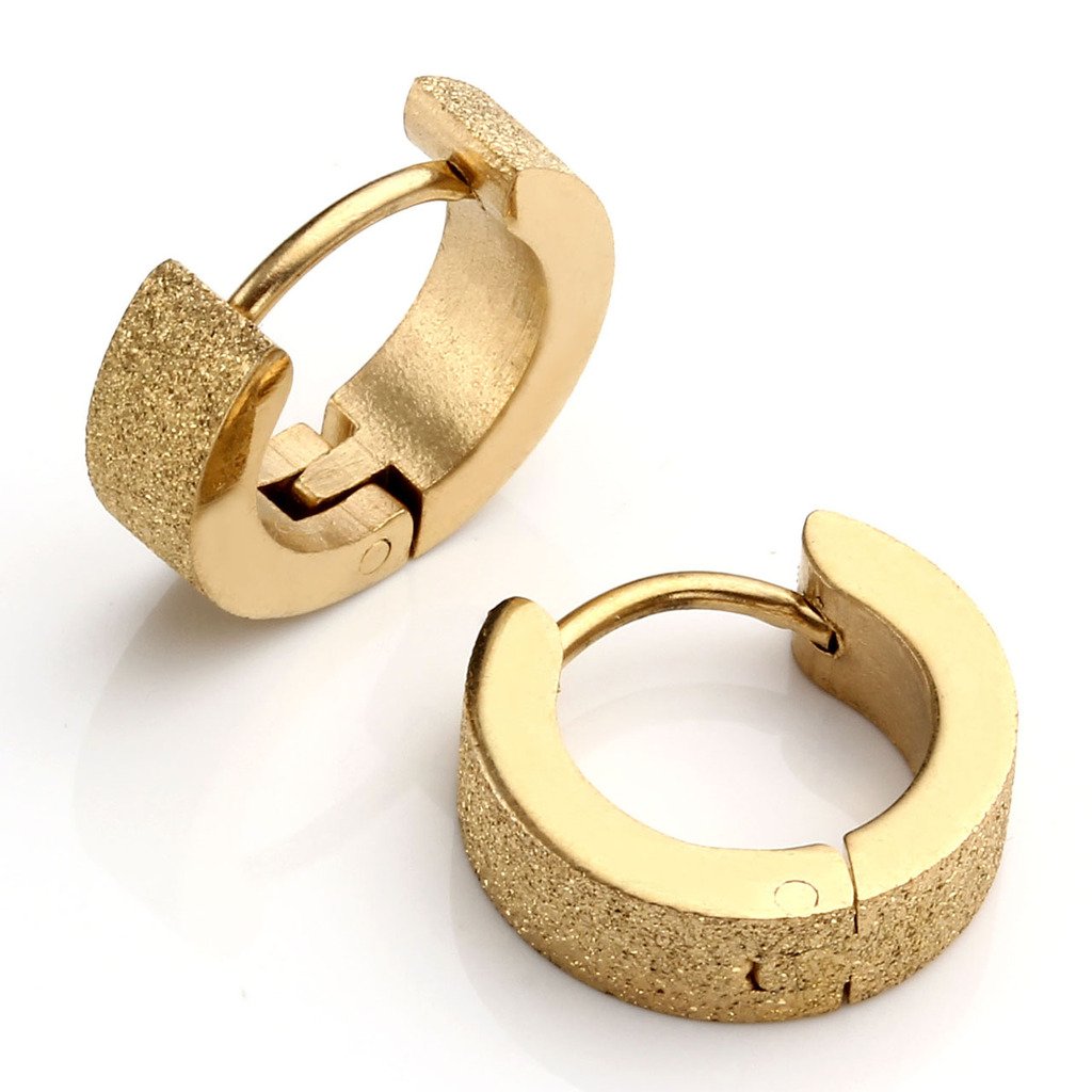 Zysta 4pcs Mens 18G Stainless Steel Silver, Gold, Unique Small Hoop Huggie Hinged Ear Stud, Hypoallergenic Snap Punk Earrings