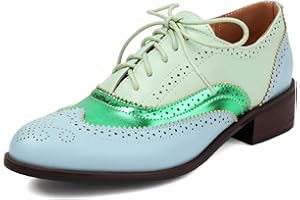Roimaash Leisure Oxford Shoes Women Two Tone Wingtip Brogue Shoes