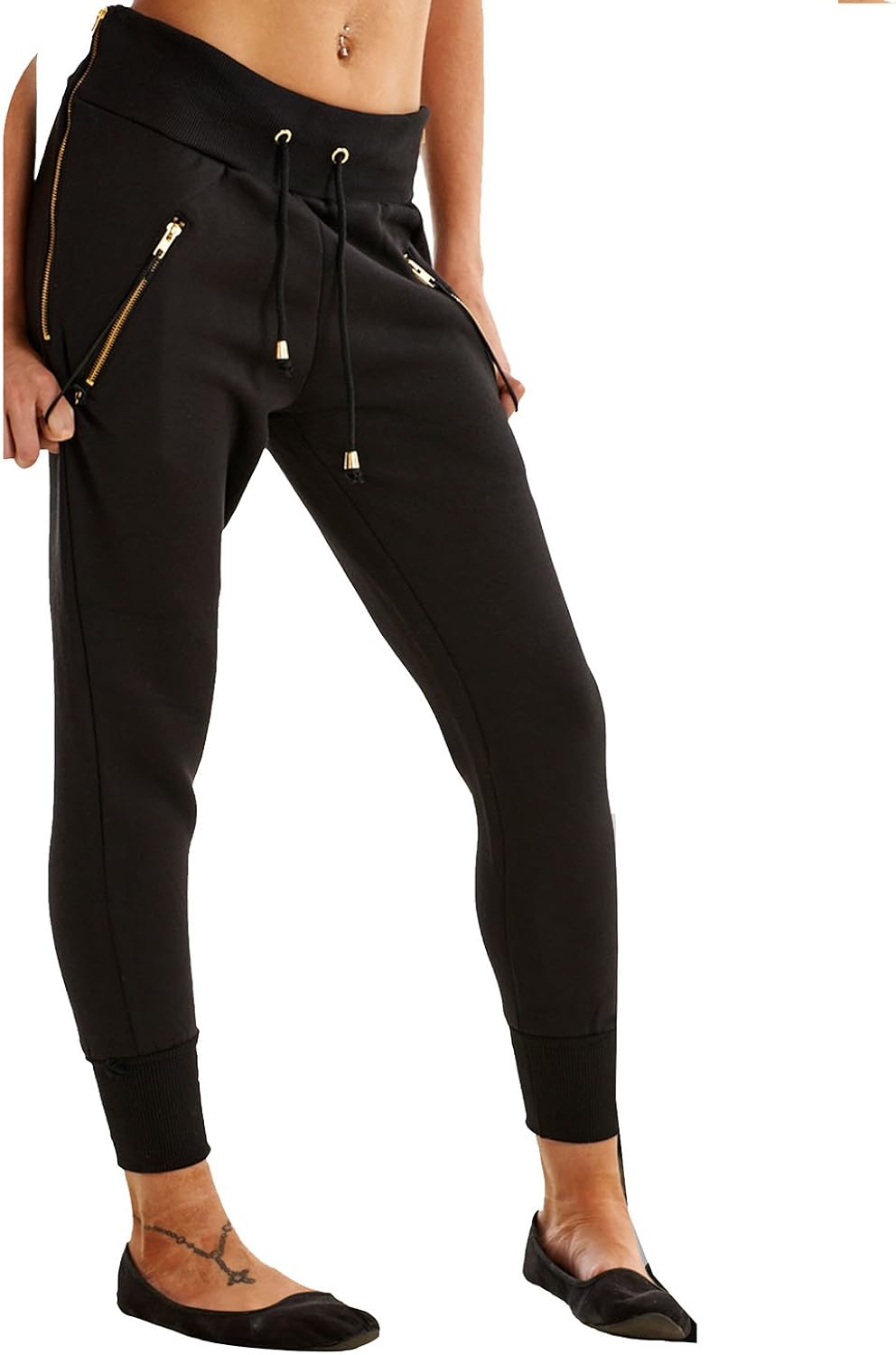 Simply Chic Outlet New Womens Zip Pocket Ladies Fleece Joggers Cosy