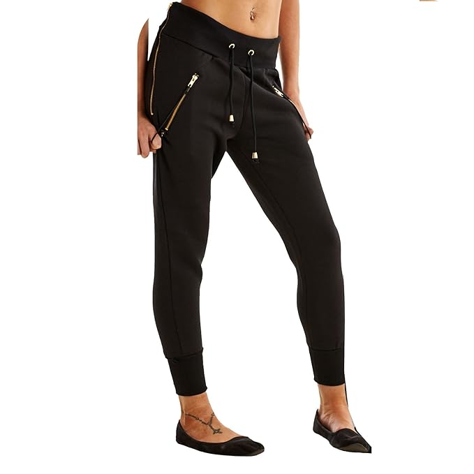 New Womens Zip Pocket Ladies Fleece Joggers Cosy Warm Jogging Bottoms