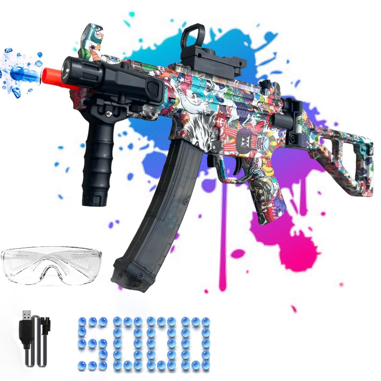 Gel Blaster, Electric Gel Ball Splatter Blaster, MP5 Automatic Water Toy for Outdoor Garden Youth Games Activity
