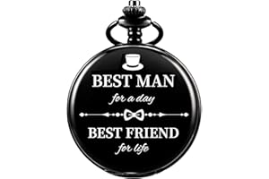 Afcrho Groomsmen Gifts Set Pocket Watch for Men Bestman Gift Engraved Pocket Watches for Groomsman Gift Set Mens Pocket Watch