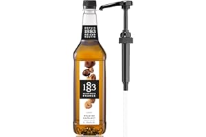 LITTLE SQUIRT SYRUP PUMP 1883 Roasted Hazelnut Syrup with Pump for Hot & Cold Drinks - 1 Liter 33.8 Ounces