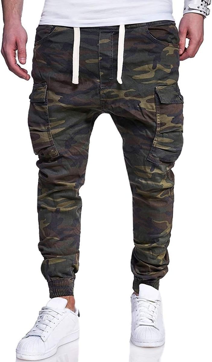M-4XL Mens Jogger Athletic Jogger Pants Running Pants Casual Camo Hip-Hop Sweatpants (Color : Army Green, Size : XXXL)