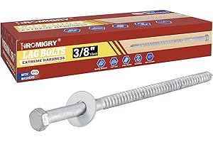 HROMIGRY 3/8" x 8" Lag Bolts (12 Pcs) Lag Screws for Wood, Hot Dip Galvanized, Hex Head with Washers