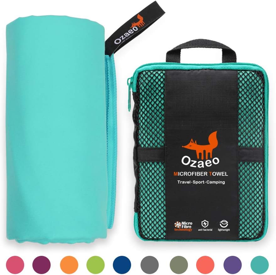 Ozaeo Microfiber Travel Towel, Lightweight Gym Towel, Quick Dry, Super Absorbent Camping Towel for Sports, Backpacking, Swimming, Cycling, Hiking : Sports & Outdoors