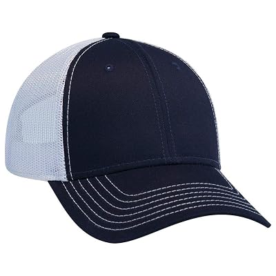 OTTO Adjustable Blank 6 Panel Structured Low Profile Contrast Stitching Mesh Back Baseball CapTrucker Hat