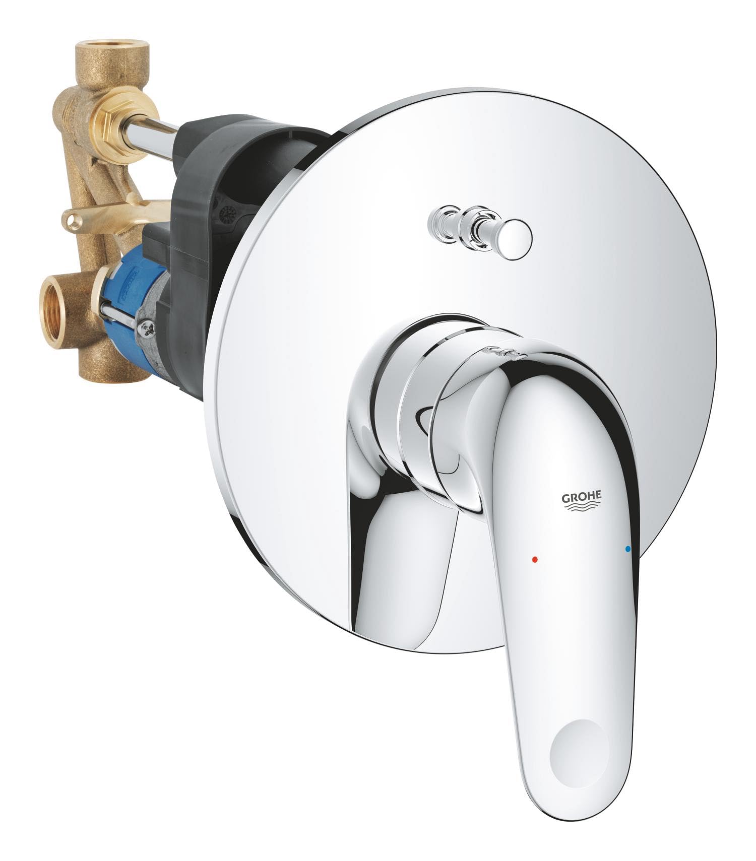 GROHE Swift - Single-Lever Bath/Showr Mixer Trim Set for Concealed Installation (with Concealed Body, Metal Lever, 46 mm Ceramic Cartridge, Automatic Diverter: Bath/Shower), Chrome, 24336001