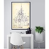 DISNEY WORLD Castle Blueprint POSTER! (24" x 36" or smaller) - Dated 1969 - Cinderella - Sleeping Beauty - FantasyLand