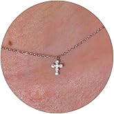 Vannessa Tiny Cross Pendant Necklace, 18K Gold/Silver Plated Cubic Zirconia Small Diamond Cross Necklaces Dainty Elegant Jewelry Gift for Women