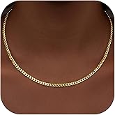 WomenGifts Cuban Link Chain Necklace for Women Men, Waterproof Stainless Steel 14K Gold Silver Plated Non Tarnish Choker, 3.5mm-11mm Widths form Dainty to Chunky, 14 16 18 Inch Lengths, Ideal Gift for Layering Stacking