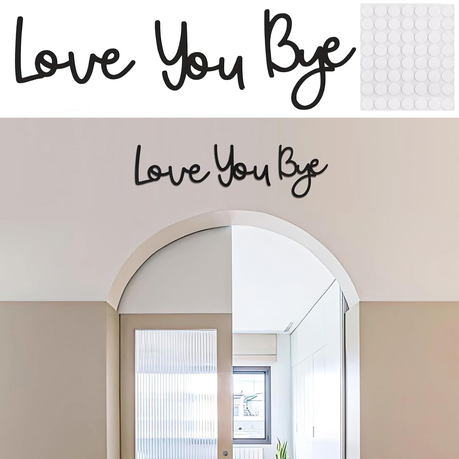 Love You Bye Above Door Sign, Handcrafted Plywood Script Sign, Elegant Wall Decor Sticker for Hallway, Home Entryway, or Doorway, Perfect for Adding a Warm, Personal Touch to Any Space