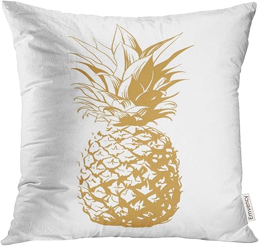 Amazon Com Golee Throw Pillow Cover White Gold Pineapple Tropical