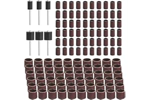 WMYCONGCONG 120 PCS Drum Sander Set 3/8” 5/8” 240 Grits Sanding Drums with 6 PCS Drum Mandrels for Dremel Rotary Tool